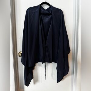 Lilly Pulitzer Navy Blue 100% Silk Poncho wrap Sz L/XL